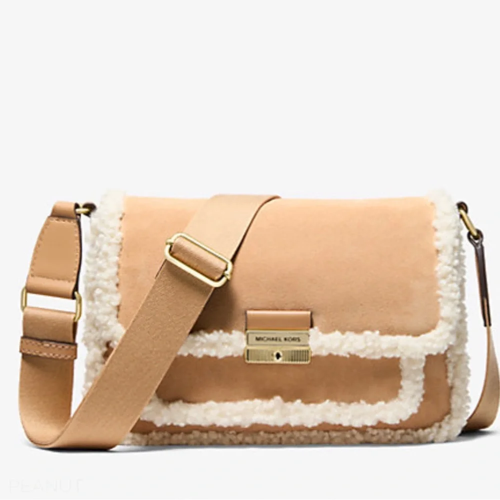 MICHAEL KORS Bradshaw Medium Suede and Faux Shearling Messenger Bag
Peanut
NWT - Picture 1 of 16